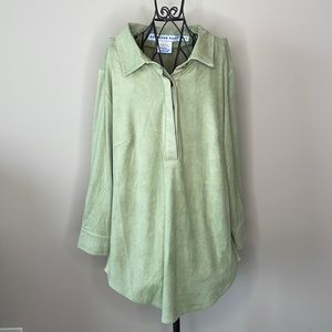 (Gretchen Scott) Suede Popover Top, Lichen Green